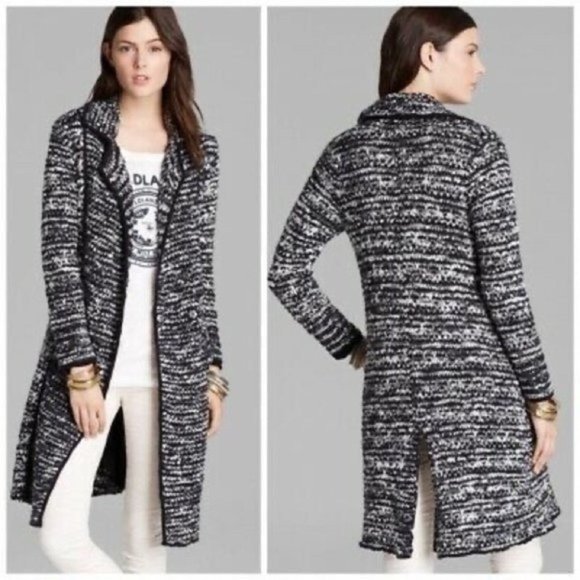FREE PEOPLE Last Dance Duster/Cardigan Black/White Size: L - Picture 2 of 12